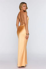 Take The Picture Satin Halter Maxi Dress Orange