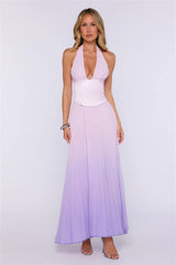 In The Moment Halter Maxi Dress Lilac