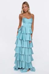 Lights Camera Party Satin Maxi Dress Mint