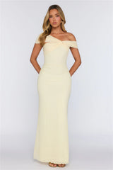 Yacht Club Dreams Mesh Off Shoulder Maxi Dress Butter