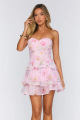 Island Charm Strapless Mini Dress Print
