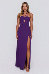 Sea Whisper Halter Maxi Dress Purple