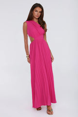 Summer Seduction One Shoulder Maxi Dress Hot Pink