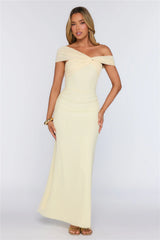 Yacht Club Dreams Mesh Off Shoulder Maxi Dress Butter