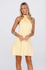 Need This Edit Halter Mini Dress Yellow