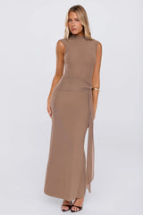 Plus One Mesh Maxi Dress Brown