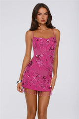 The Glitter Room Embellished Mini Dress Fuchsia
