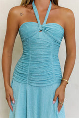 Sea Spell Halter Maxi Dress Aqua