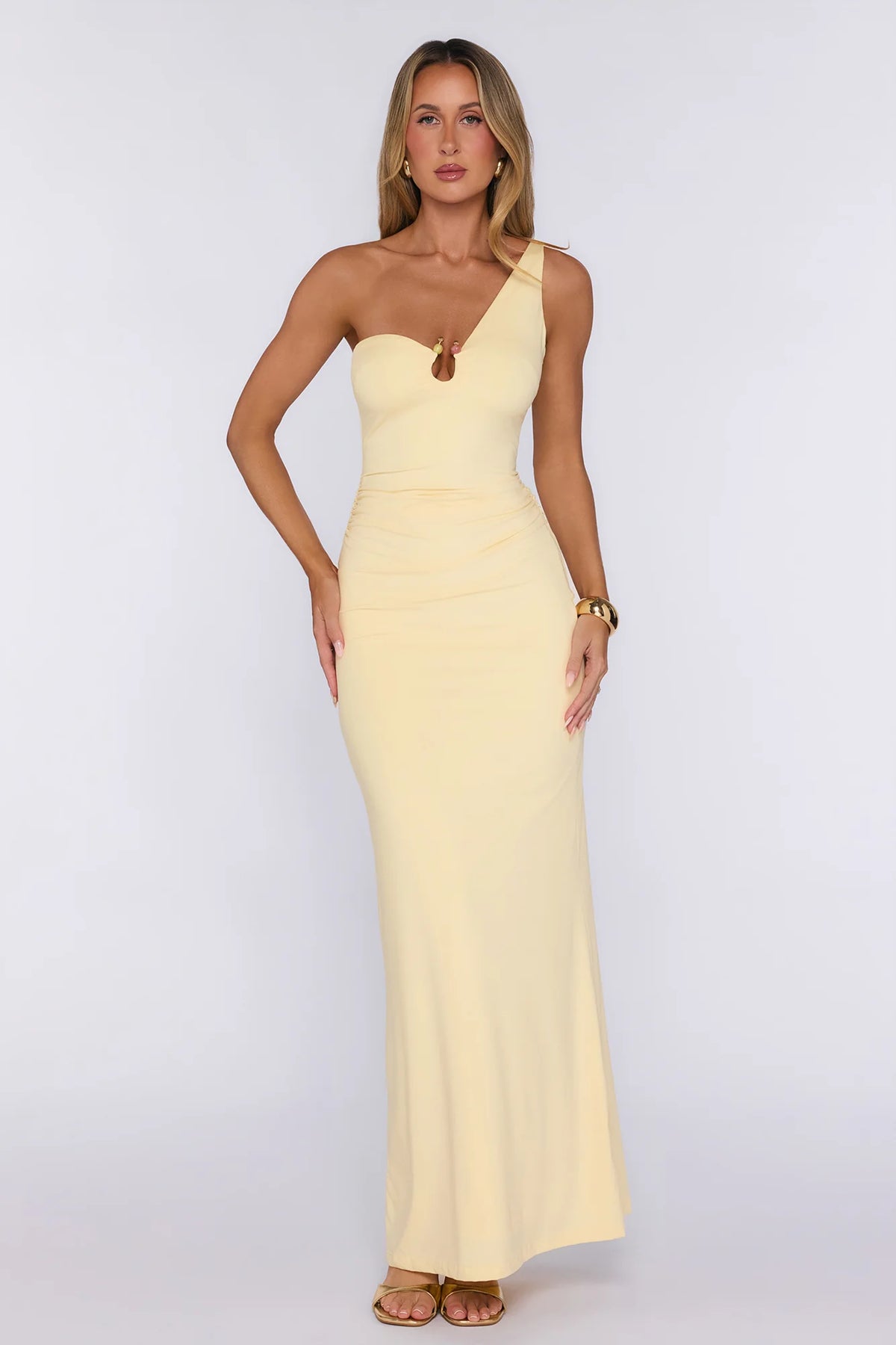 Dreamers Delight One Shoulder Maxi Dress Yellow