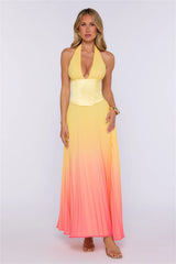 Sunset Pop Halter Maxi Dress Ombre