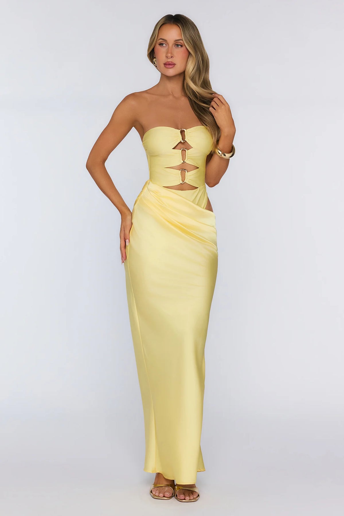 Proof of Style Strapless Maxi Dress Yellow