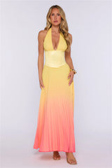 Sunset Pop Halter Maxi Dress Ombre