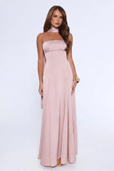 Satin Tempt Strapless Maxi Dress Blush
