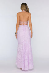 Hints Of Wildflowers Halter Maxi Dress Lilac