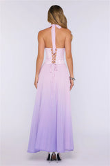 In The Moment Halter Maxi Dress Lilac