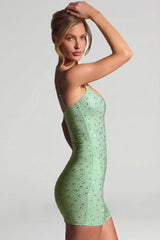 Embellished Bodycon Mini Dress in Matcha