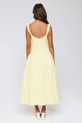 Romance Stitched Embroidered Maxi Dress Lemon