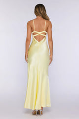 Polished Pretty Satin Cutout Maxi Dress Yellow