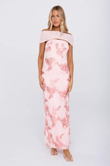 Worth the Plans Mesh Off Shoulder Maxi Dress Pink