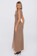 Plus One Mesh Maxi Dress Brown
