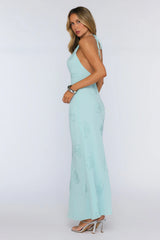 Soft Glow Up Halter Maxi Dress Aqua