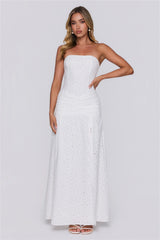 Pastel Sunrise Strapless Maxi Dress White