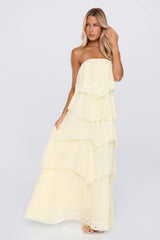 Glossy Days Strapless Maxi Dress Yellow