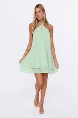 Lucky Charm Halter Mini Dress Mint