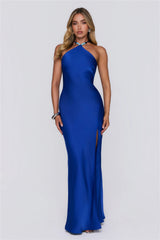 Formal Nights Only Satin Maxi Dress Cobalt