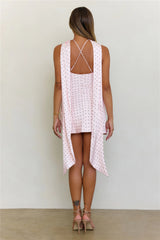 Retro Muse Polka Dot Satin Scarf Mini Dress Pink