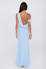 Untamed Luxe Off Shoulder Maxi Dress Blue