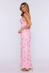 Stay Magnetic Mesh Beaded Maxi Dress Pink