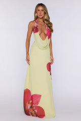 Romantic Hours Halter Maxi Dress Yellow