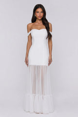 Pretty Lullaby Off Shoulder Maxi Dress White