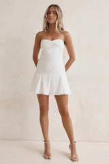 Daydream Diaries Strapless Mini Dress Off White