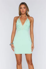 Glow On Girl Halter Mini Dress Mint