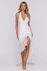 Her Extravaganza Halter Maxi Dress White
