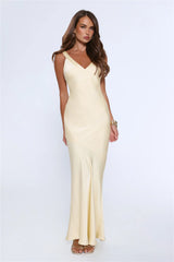 Life’s A Movie Satin Maxi Dress Yellow