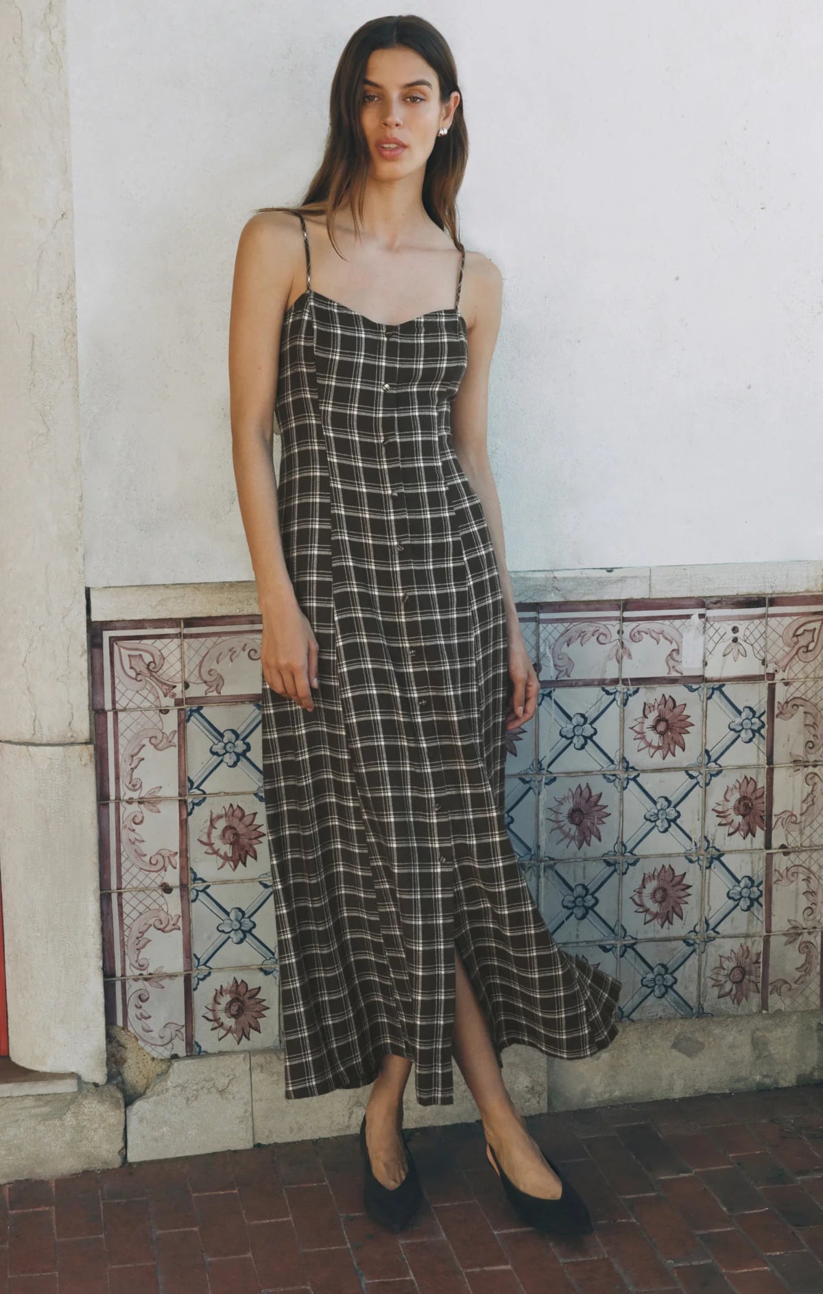 Angel Eyes Plaid Maxi Dress