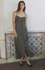Angel Eyes Plaid Maxi Dress