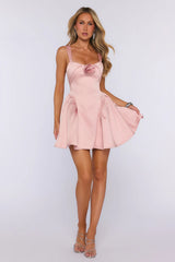 Lovers Under Stars Satin Mini Dress Blush