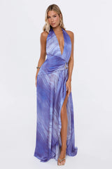 Style Influence Halter Maxi Dress Blue Purple