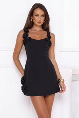 Flirty Florals Mini Dress Black