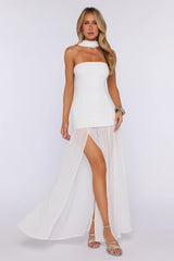 Formal Event Strapless Maxi Dress White