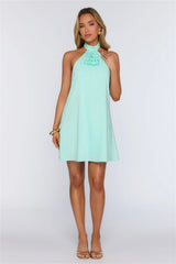 Need This Edit Halter Mini Dress Aqua