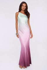 Glowing Spell One Shoulder Satin Maxi Dress Ombre