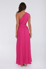 Summer Seduction One Shoulder Maxi Dress Hot Pink