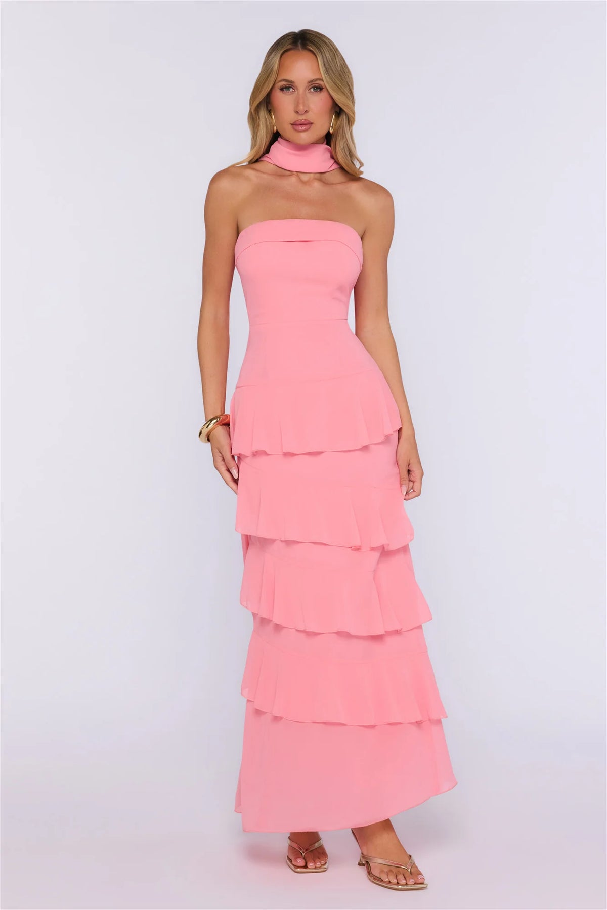 Fresh Start Strapless Maxi Dress Pink