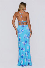 Where Summer Stays Mesh Maxi Dress Blue