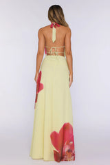 Romantic Hours Halter Maxi Dress Yellow